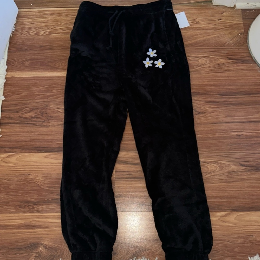 Fuzzy black sweatpants